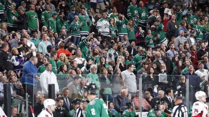 DALLAS, TX - MARCH 8: Dallas Stars fans cheer on their team against the Ottawa Senators at the American Airlines Center on March 8, 2017 in Dallas, Texas. (Photo by Glenn James/NHLI via Getty Images) *** Local Caption ***