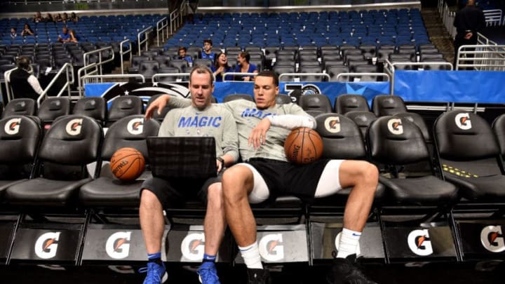 ORLANDO, FL - NOVEMBER 5: Aaron Gordon #00 of the Orlando Magic watches film before the game against the Cleveland Cavaliers on November 5, 2018 at Amway Center in Orlando, Florida. NOTE TO USER: User expressly acknowledges and agrees that, by downloading and or using this photograph, User is consenting to the terms and conditions of the Getty Images License Agreement. Mandatory Copyright Notice: Copyright 2018 NBAE (Photo by Gary Bassing/NBAE via Getty Images)