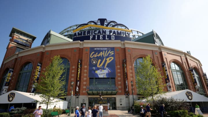 MILWAUKEE, WISCONSIN - OCTOBER 09: General view outside of American Family Field before the game 2 of the National League Division Series between the Atlanta Braves and Milwaukee Brewers at American Family Field on October 09, 2021 in Milwaukee, Wisconsin. (Photo by Stacy Revere/Getty Images)