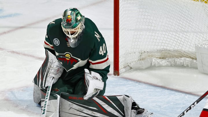 ST. PAUL, MN - NOVEMBER 21: Devan Dubnyk #40 of the Minnesota Wild makes a save during a game with the Ottawa Senators at Xcel Energy Center on November 21, 2018 in St. Paul, Minnesota.(Photo by Bruce Kluckhohn/NHLI via Getty Images)