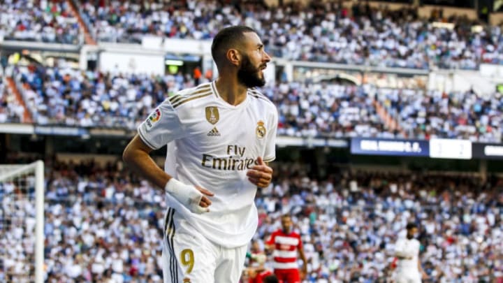 MADRID, SPAIN - OCTOBER 5: Karim Benzema of Real Madrid during the La Liga Santander match between Real Madrid v Granada at the Santiago Bernabeu on October 5, 2019 in Madrid Spain (Photo by David S. Bustamante/Soccrates/Getty Images)