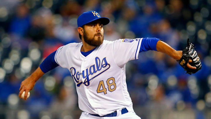 Kansas City Royals relief pitcher Joakim Soria (48) – Mandatory Credit: Jay Biggerstaff-USA TODAY Sports