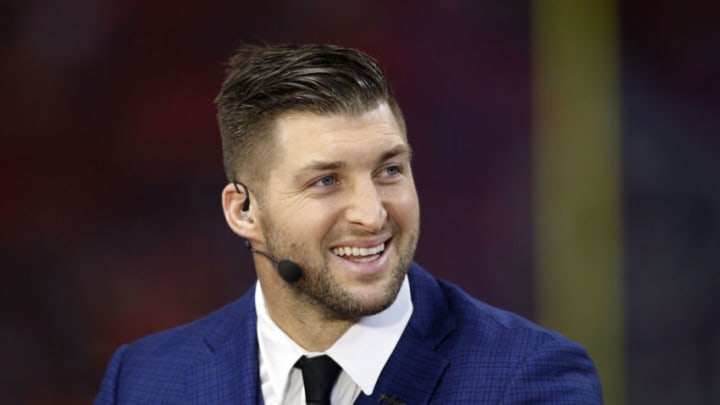 Dec 2, 2017; Atlanta, GA, USA; Tim Tebow prior to the SEC Championship game between the Georgia Bulldogs and the Auburn Tigers at Mercedes-Benz Stadium. Mandatory Credit: Brett Davis-USA TODAY Sports