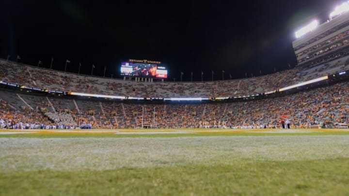 Sep 22, 2018; Knoxville, TN, USA; General view of Neyland Stadium during the fourth quarter of the game between the Florida Gators and the Tennessee Volunteers. Florida won 47 to 21. Mandatory Credit: Randy Sartin-USA TODAY Sports