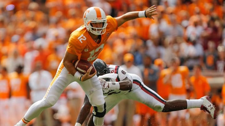 KNOXVILLE, TN - OCTOBER 14: Quinten Dormady