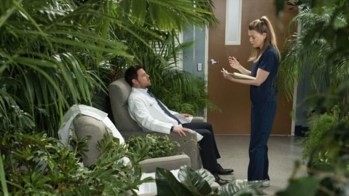 GREY'S ANATOMY - "Add It Up" - Maggie introduces mood rooms as an alternative approach to medicine. Alex and DeLuca butt heads over an 11-year-old patient who tries to sabotage her own surgery. Jackson and Richard deal with a gender non-binary patient. Meanwhile, Teddy has a pregnancy scare that brings Owen and Koracick to odds on "Grey's Anatomy," THURSDAY, MARCH 21 (8:00-9:01 p.m. EDT), on The ABC Television Network. (ABC/Eric McCandless)JUSTIN CHAMBERS, ELLEN POMPEO