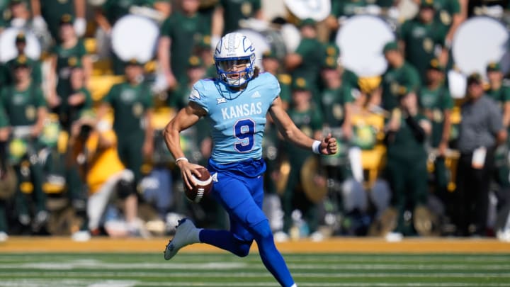 Kansas Jayhawks quarterback Jason Bean (9) Mandatory Credit: Chris Jones-USA TODAY Sports