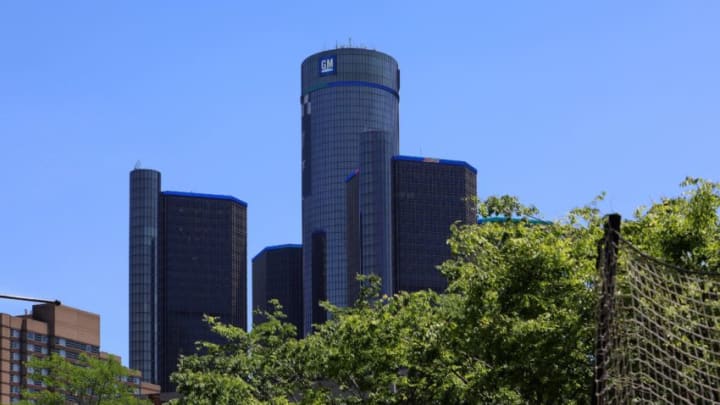 DETROIT - MAY 25: Renaissance Center, home of General Motors and Marriott Hotel in Detroit, Michigan on May 25, 2018. (Photo By Raymond Boyd/Getty Images)