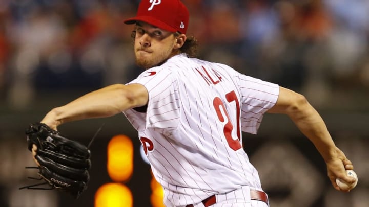 PHILADELPHIA, PA - SEPTEMBER 19: Pitcher Aaron Nola