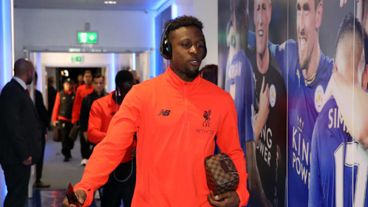 LEICESTER, ENGLAND - FEBRUARY 27: Divock Origi of Liverpool arriving at King Power Stadium.(Photo by Plumb Images/Leicester City FC via Getty Images)