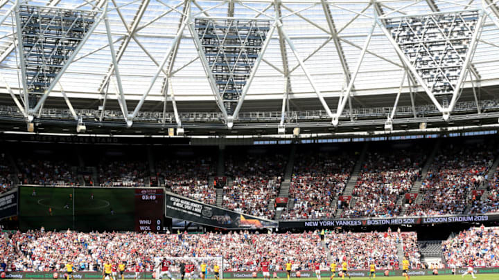 LONDON, ENGLAND - SEPTEMBER 01: General view outside the stadium during the Premier League match between West Ham United and Wolverhampton Wanderers at London Stadium on September 1, 2018 in London, United Kingdom. (Photo by Stephen Pond/Getty Images)