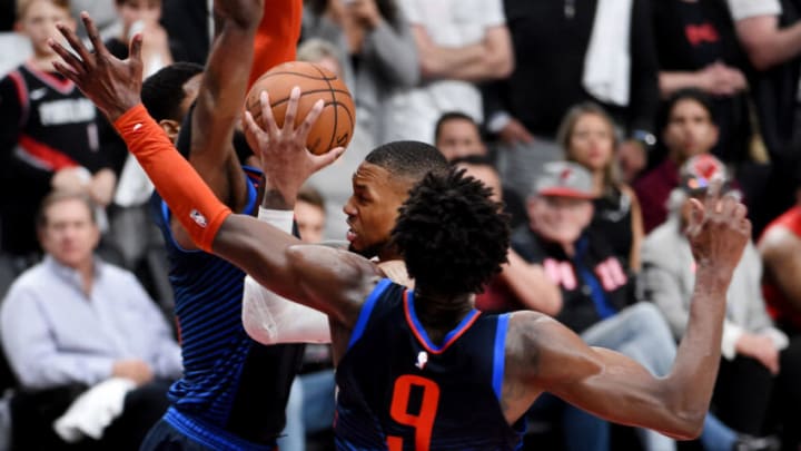 Jerami Grant, Damian Lillard, Oklahoma City Thunder, Portland Trail Blazers (Photo by Steve Dykes/Getty Images)