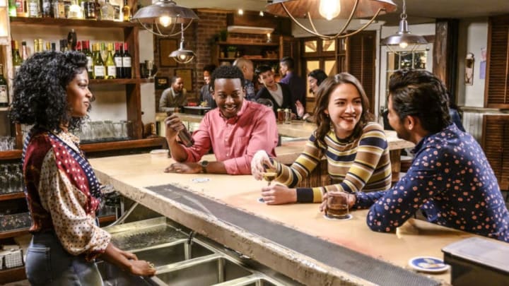 "Que Sera Sera" -- Miles, Cara and Rakesh finally come face to face with the elusive Henry Chase (Derek Luke) when the God Account sends Miles Simon Hayes' (Adam Goldberg) name, on the first season finale of GOD FRIENDED ME, Sunday, April 14 (8:00-9:00 PM, ET/PT) on the CBS Television Network. Pictured L to R: Javicia Leslie as Ali Finer, Brandon Micheal Hall as Miles Finer,, Violett Beane as Cara Bloom and Suraj Sharma as Rakesh Singh. Photo: David Giesbrecht/CBSÃÂ©2019 CBS Broadcasting, Inc. All Rights Reserved