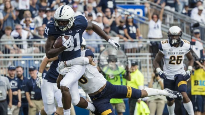 STATE COLLEGE, PA - SEPTEMBER 15: A touchdown by Cam Sullivan-Brown #81 of the Penn State Nittany Lions is called back for an offensive penalty against the Kent State Golden Flashes during the second half at Beaver Stadium on September 15, 2018 in State College, Pennsylvania. (Photo by Scott Taetsch/Getty Images)
