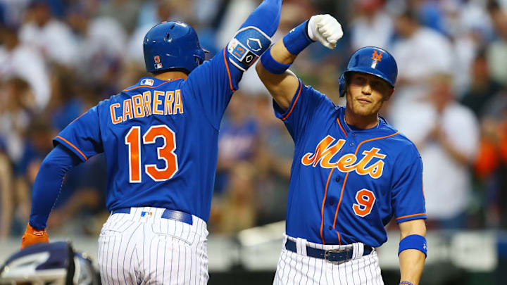 FanDuel MLB: NEW YORK, NY - MAY 04: Asdrubal Cabrera #13 of the New York Mets celebrates with Brandon Nimmo #9 after hitting a two-run home run in the first inning against the Colorado Rockies at Citi Field on May 4, 2018 in the Flushing neighborhood of the Queens borough of New York City. (Photo by Mike Stobe/Getty Images)