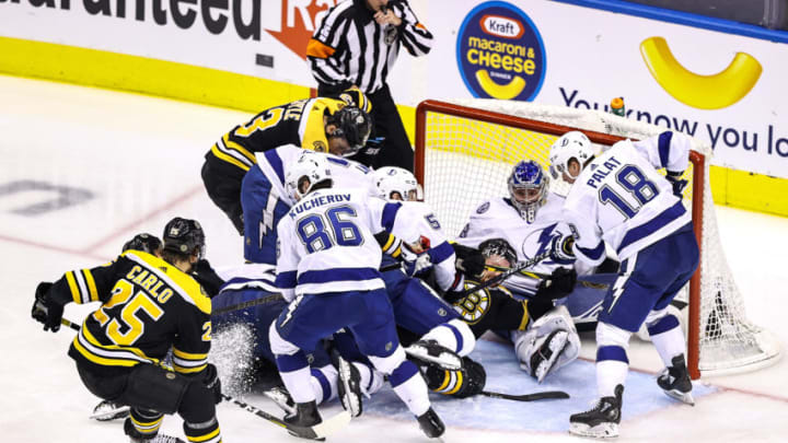 Boston Bruins and Tampa Bay Lightning (Photo by Elsa/Getty Images)