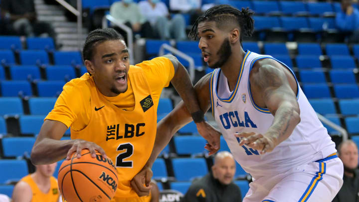 NCAA Basketball UCLA Bruins center Myles Johnson Long Beach State 49ers forward Jordan Roberts Jayne Kamin-Oncea-USA TODAY Sports