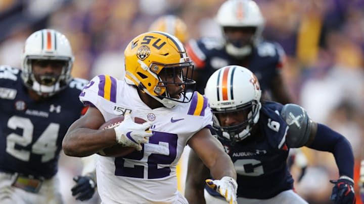 Clyde Edwards-Helaire, LSU Tigers. (Photo by Chris Graythen/Getty Images)