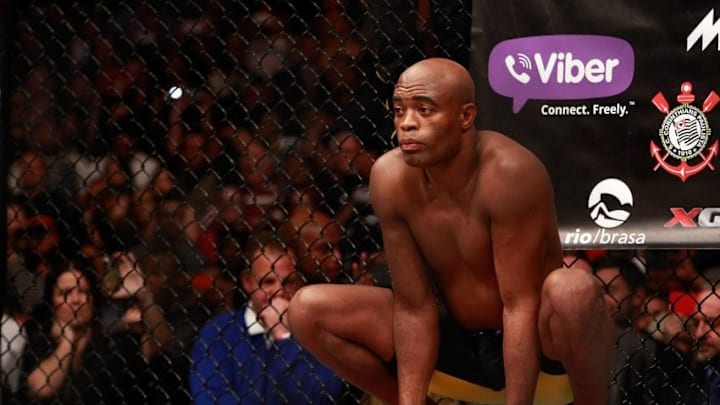 LAS VEGAS, NV - JANUARY 31: Anderson Silva waits for the start of a middleweight fight against Nick Diaz during UFC 183 at the MGM Grand Garden Arena on January 31, 2015 in Las Vegas, Nevada. Silva won by unanimous decision. (Photo by Steve Marcus/Getty Images)