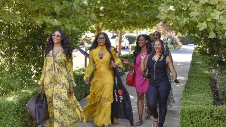 THE REAL HOUSEWIVES OF ATLANTA -- "All Aboard the Shady Express" Episode 1006 -- Pictured: (l-r) Cynthia Bailey, Marlo Hampton, Kenya Moore, NeNe Leakes, Sheree Whitfield -- (Photo by: Steve Jennings/Bravo)