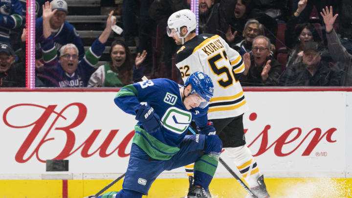 Bo Horvat #53 of the Vancouver Canucks celebrates a goal. (Photo by Rich Lam/Getty Images)