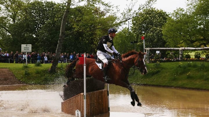 BADMINTON, GLOUCESTERSHIRE - MAY 09: William Fox-Pitt of Great Britain rides Chilli Morning during the Cross-Country Test at the Badminton Horse Trials 2015 on May 9, 2015 in Badminton, Gloucestershire. (Photo by Bryn Lennon/Getty Images)