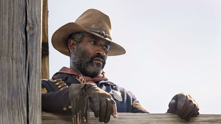 Pictured: LaMonica Garrett as Thomas of the Paramount+ original series 1883. Photo Cr: Emerson Miller/Paramount+ © 2021 MTV Entertainment Studios. All Rights Reserved.