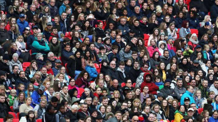 LONDON, ENGLAND - MAY 04: The crowd looks on during the Women's FA Cup Final match between Manchester City Women and West Ham United Ladies at Wembley Stadium on May 04, 2019 in London, England. (Photo by Naomi Baker/Getty Images)