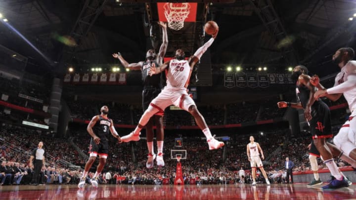 Justise Winslow #20 of the Miami Heat shoots the ball against the Houston Rockets (Photo by Bill Baptist/NBAE via Getty Images)