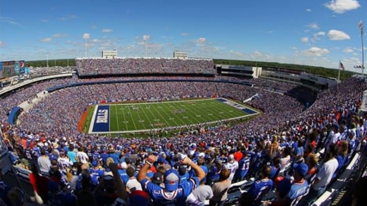 Sep 8, 2013; Orchard Park, NY, USA; A general view of Ralph Wilson Stadium during a game between the Buffalo Bills and the New England Patriots. Mandatory Credit: Timothy T. Ludwig-USA TODAY Sports