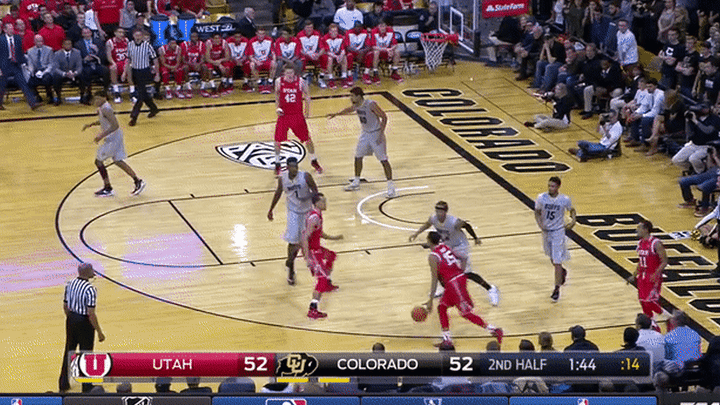 Utah @ Colorado - Poeltl scoring on drive from the elbow, nice one dribble and finish