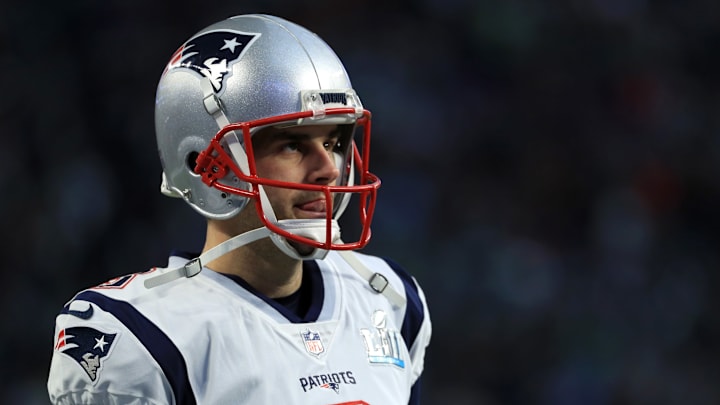 MINNEAPOLIS, MN – FEBRUARY 04: Stephen Gostkowski #3 of the New England Patriotstakes the field prior to Super Bowl LII against the Philadelphia Eagles at U.S. Bank Stadium on February 4, 2018 in Minneapolis, Minnesota. (Photo by Mike Ehrmann/Getty Images)