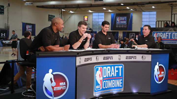 CHICAGO, IL - MAY 12: ESPN Analysts break down players during the NBA Draft Combine Day 2 at the Quest Multisport Center on May 12, 2017 in Chicago, Illinois. NOTE TO USER: User expressly acknowledges and agrees that, by downloading and/or using this Photograph, user is consenting to the terms and conditions of the Getty Images License Agreement. Mandatory Copyright Notice: Copyright 2017 NBAE (Photo by Jeff Haynes/NBAE via Getty Images)