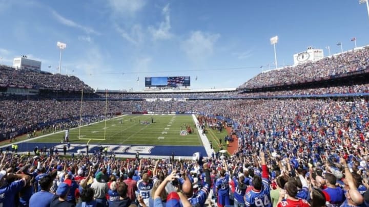 Sep 25, 2016; Orchard Park, NY, USA; The US Air Force flies over during the National Anthem before the game between the Buffalo Bills and the Arizona Cardinals at New Era Field. Mandatory Credit: Kevin Hoffman-USA TODAY Sports