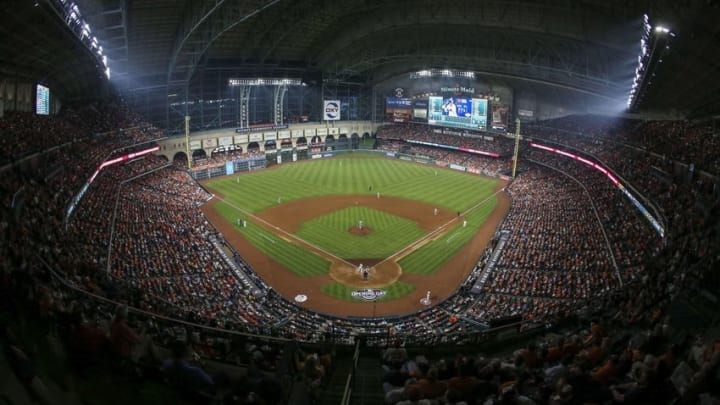 Apr 11, 2016; Houston, TX, USA; General view of Minute Maid Park during a game between the Houston Astros and the Kansas City Royals. Mandatory Credit: Troy Taormina-USA TODAY Sports