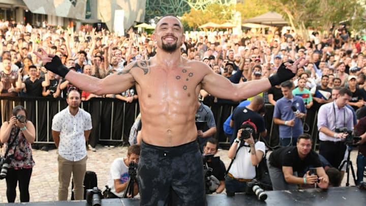 MELBOURNE, AUSTRALIA - FEBRUARY 07: Robert Whittaker of Australia poses after his UFC 234 workout session at Federation Square on February 07, 2019 in Melbourne, Australia. (Photo by Vince Caligiuri/Zuffa LLC/Zuffa LLC)