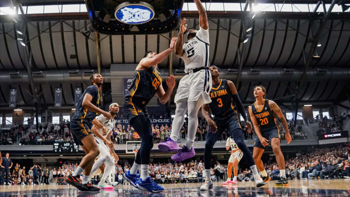 Butler Bulldogs guard Posh Alexander (5) scores against California Golden Bears forward Fardaws Aimaq Robert Goddin-USA TODAY Sports