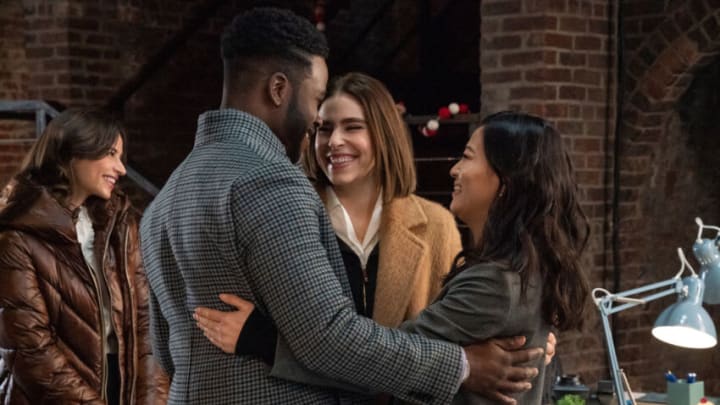 Partner Track. (L to R) Bradley Gibson as Tyler Robinson, Alexandra Turshen as Rachel Friedman, Arden Cho as Ingrid Yun in episode 110 of Partner Track. Cr. Vanessa Clifton/Netflix © 2022