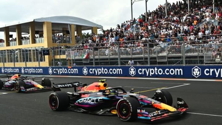 Sergio Perez, Max Verstappen, Red Bull, Formula 1 (Photo by CHANDAN KHANNA / POOL / AFP) (Photo by CHANDAN KHANNA/POOL/AFP via Getty Images)