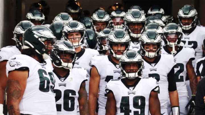 JACKSONVILLE, FLORIDA - AUGUST 15: The Philadelphia Eagles prepare to take the field at TIAA Bank Field on August 15, 2019 in Jacksonville, Florida. (Photo by Harry Aaron/Getty Images)