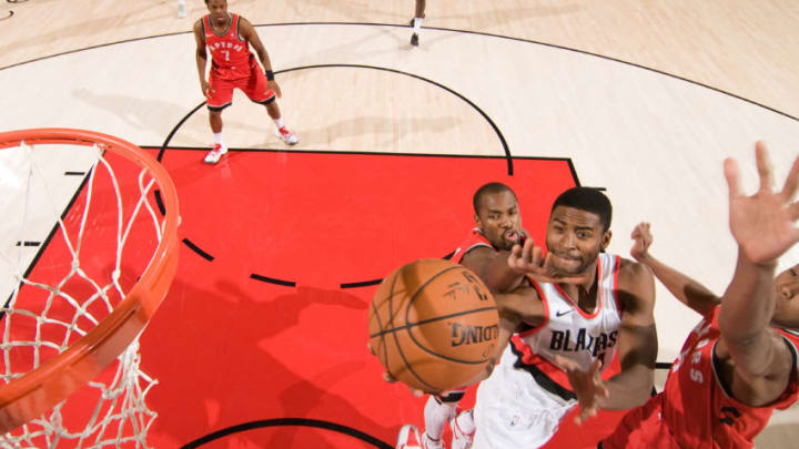 PORTLAND, OR - OCTOBER 5: Maurice Harkless #4 of the Portland Trail Blazers shoots the ball during the preseason game against the Toronto Raptors on October 5, 2017 at the Moda Center Arena in Portland, Oregon. Copyright 2017 NBAE (Photo by Cameron Browne/NBAE via Getty Images)