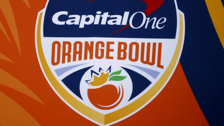MIAMI GARDENS, FLORIDA – DECEMBER 31: The logo for the Capital One Orange Bowl (Photo by Michael Reaves/Getty Images)