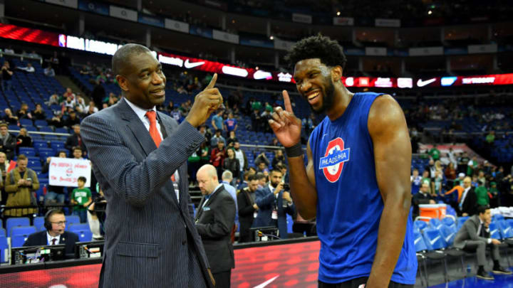 LONDON, ENGLAND - JANUARY 11: Dikembe Mutombo and Joel Embiid