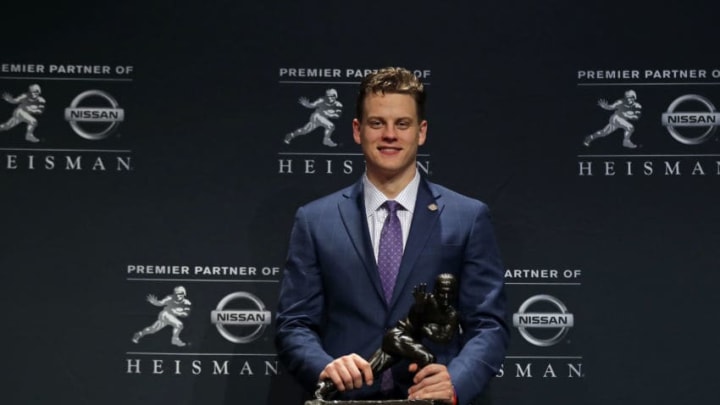 NEW YORK, NY - DECEMBER 14: Quarterback Joe Burrow of the LSU Tigers winner of the 85th annual Heisman Memorial Trophy poses for photos on December 14, 2019 at the Marriott Marquis in New York City. (Photo by Adam Hunger/Getty Images)