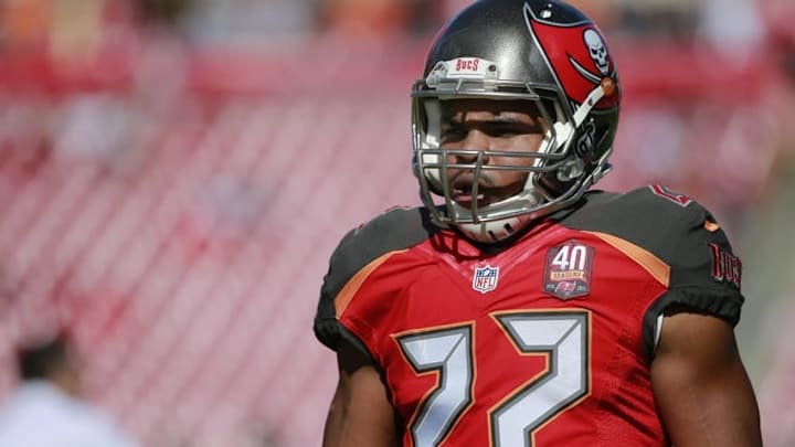 Dec 6, 2015; Tampa, FL, USA; Tampa Bay Buccaneers running back Doug Martin (22) works out prior to the game against the Atlanta Falcons at Raymond James Stadium. Mandatory Credit: Kim Klement-USA TODAY Sports