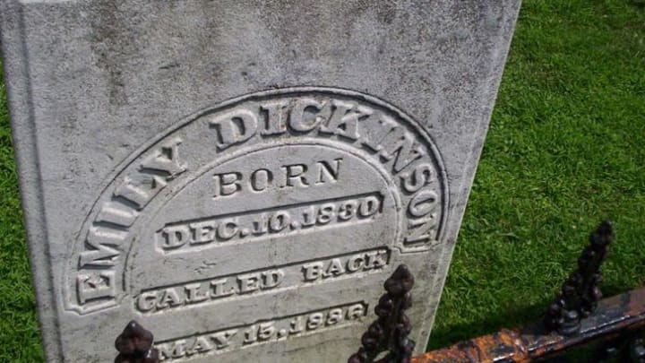 Emily Dickinson's gravesite in Amherst, Massachusetts.