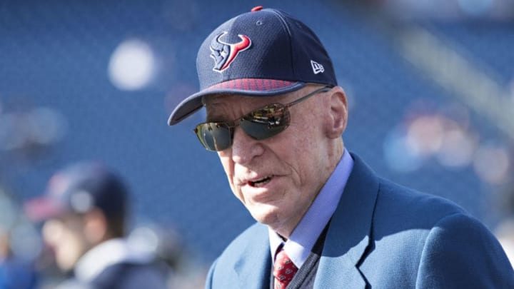 NASHVILLE, TN - DECEMBER 3: Owner Robert McNair of the Houston Texans on the field before a game against the Tennessee Titans at Nissan Stadium on December 3, 2017 in Nashville, Tennessee. The Titans defeated the Texans 23-14. (Photo by Wesley Hitt/Getty Images)