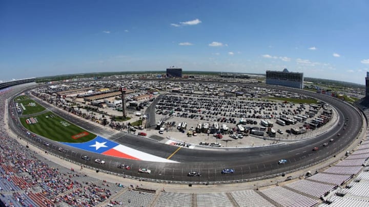 FORT WORTH, TX - APRIL 08: A general view as cars race during the NASCAR XFINITY Series My Bariatric Solutions 300 at Texas Motor Speedway on April 8, 2017 in Fort Worth, Texas. (Photo by Sarah Crabill/Getty Images)