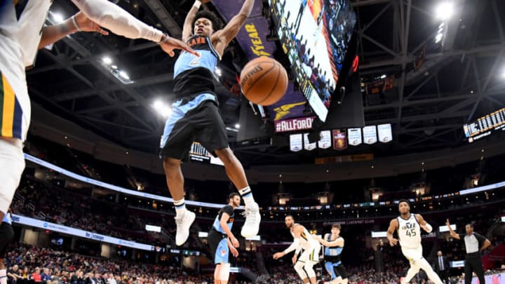 CLEVELAND, OHIO - MARCH 02: Collin Sexton #2 of the Cleveland Cavaliers tries to block an inbounds pass to Donovan Mitchell #45 of the Denver Nuggets during the second half at Rocket Mortgage Fieldhouse on March 02, 2020 in Cleveland, Ohio. The Jazz defeated the Cavaliers 126-113. NOTE TO USER: User expressly acknowledges and agrees that, by downloading and/or using this photograph, user is consenting to the terms and conditions of the Getty Images License Agreement. (Photo by Jason Miller/Getty Images) CLEVELAND, OHIO - MARCH 02: Collin Sexton #2 of the Cleveland Cavaliers tries to block an inbounds pass to Donovan Mitchell #45 of the Denver Nuggets during the second half at Rocket Mortgage Fieldhouse on March 02, 2020 in Cleveland, Ohio. The Jazz defeated the Cavaliers 126-113. NOTE TO USER: User expressly acknowledges and agrees that, by downloading and/or using this photograph, user is consenting to the terms and conditions of the Getty Images License Agreement. (Photo by Jason Miller/Getty Images)