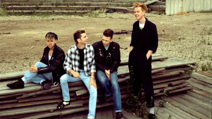 L to R: Depeche Mode members Martin Gore, Dave Gahan, Alan Wilder, and Andrew Fletcher in Berlin in July 1984.